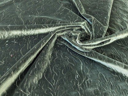 Palazzo Grassi Gaufrage Silk Velvet & Cut Velvet Olive Green Renaissance Damask MSRP $1000+/yard