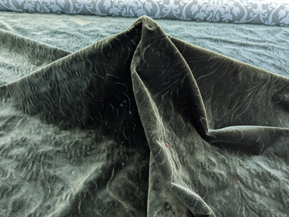 Palazzo Grassi Gaufrage Silk Velvet & Cut Velvet Olive Green Renaissance Damask MSRP $1000+/yard