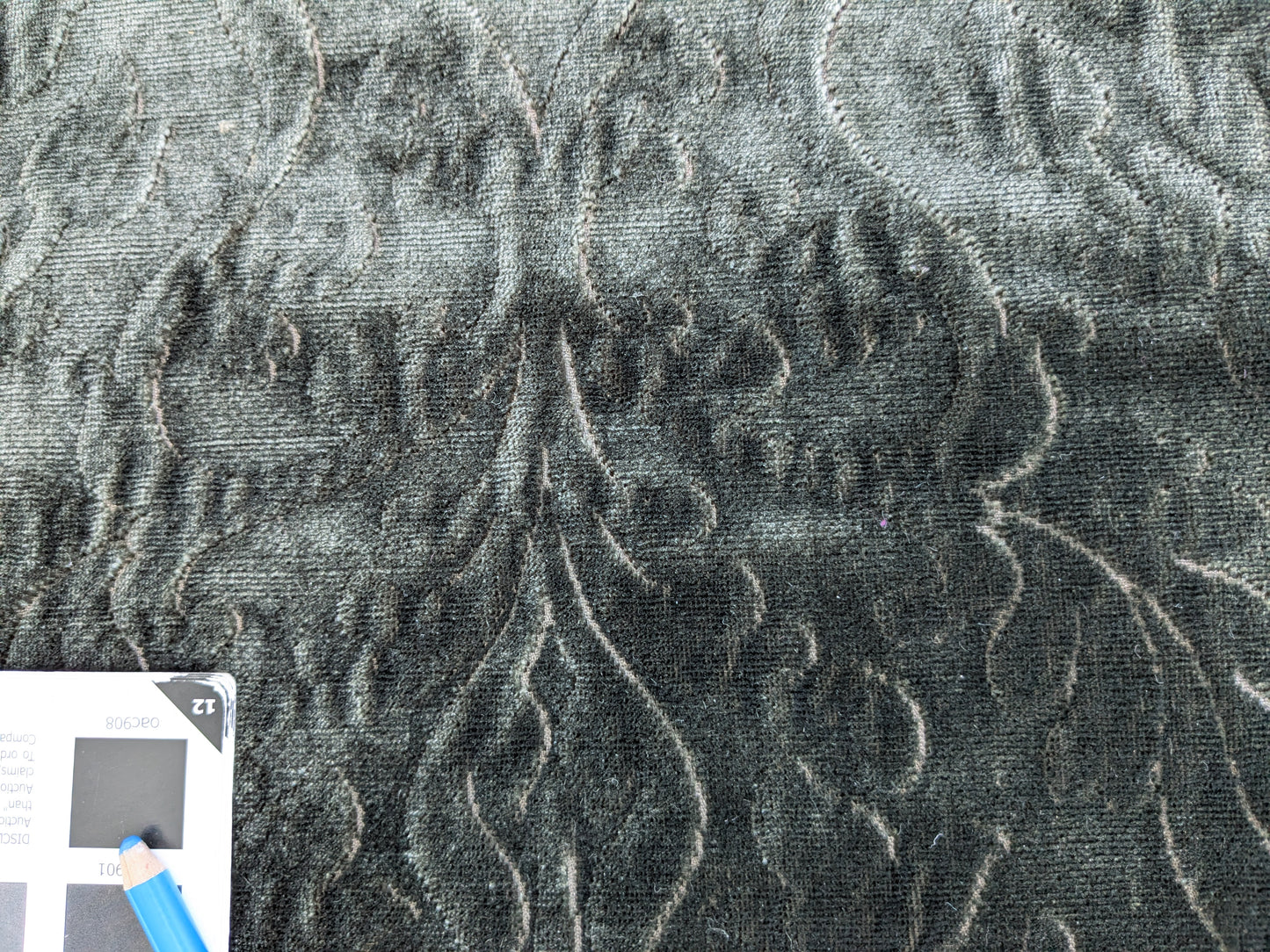 Palazzo Grassi Gaufrage Silk Velvet & Cut Velvet Olive Green Renaissance Damask MSRP $1000+/yard
