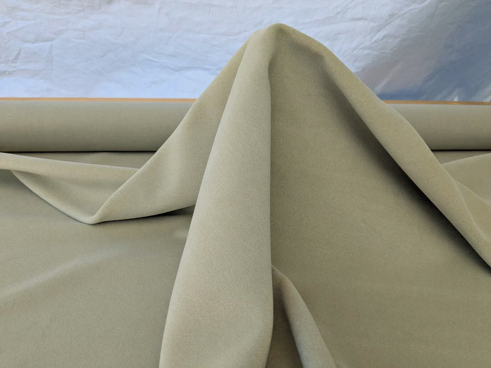 Mongolian steppe Wool Cashmere Blend Gray Palest Green Velvet Solid MSRP USD 824/yard - By The Yard