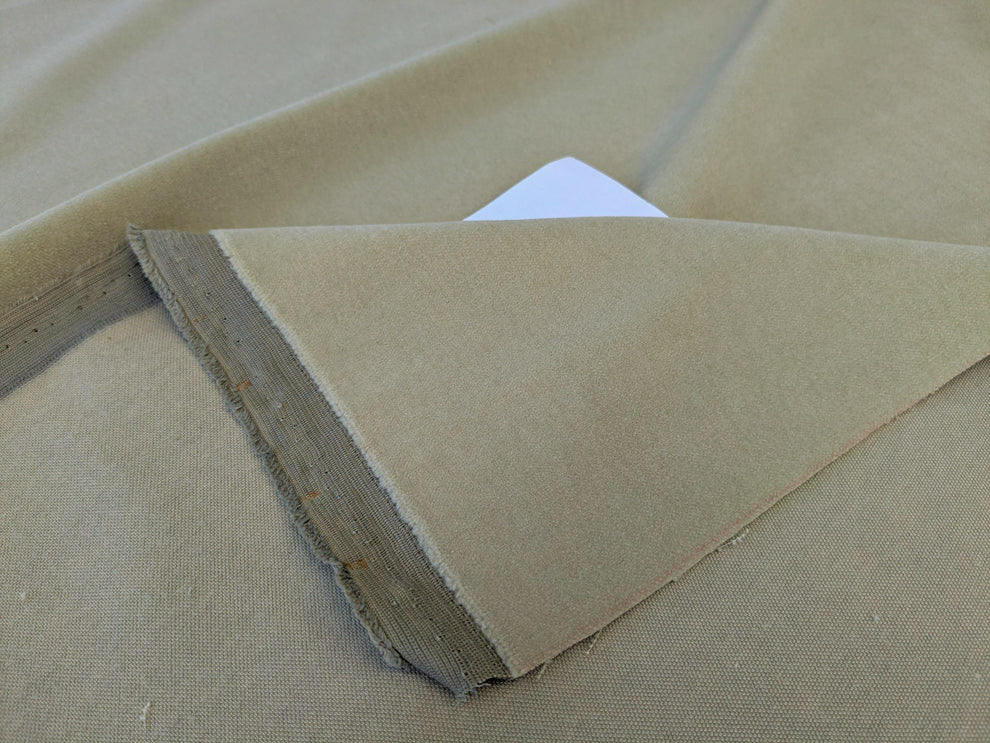 Mongolian steppe Wool Cashmere Blend Gray Palest Green Velvet Solid MSRP USD 824/yard - By The Yard