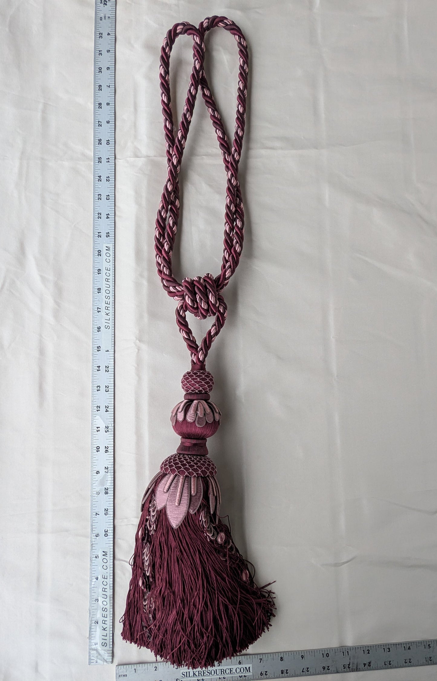 AMETHYSTE Colorway Samuel and Sons Palais Silk Tieback With Jasmines Silk Cotton Wood - MSRP USD 1300 Each - Special Order