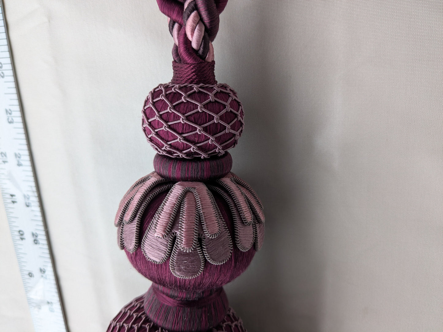 AMETHYSTE Colorway Samuel and Sons Palais Silk Tieback With Jasmines Silk Cotton Wood - MSRP USD 1300 Each - Special Order