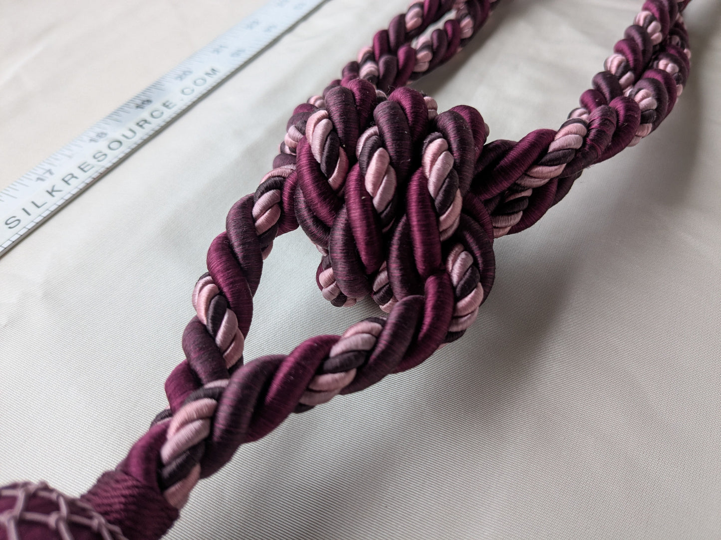 AMETHYSTE Colorway Samuel and Sons Palais Silk Tieback With Jasmines Silk Cotton Wood - MSRP USD 1300 Each - Special Order