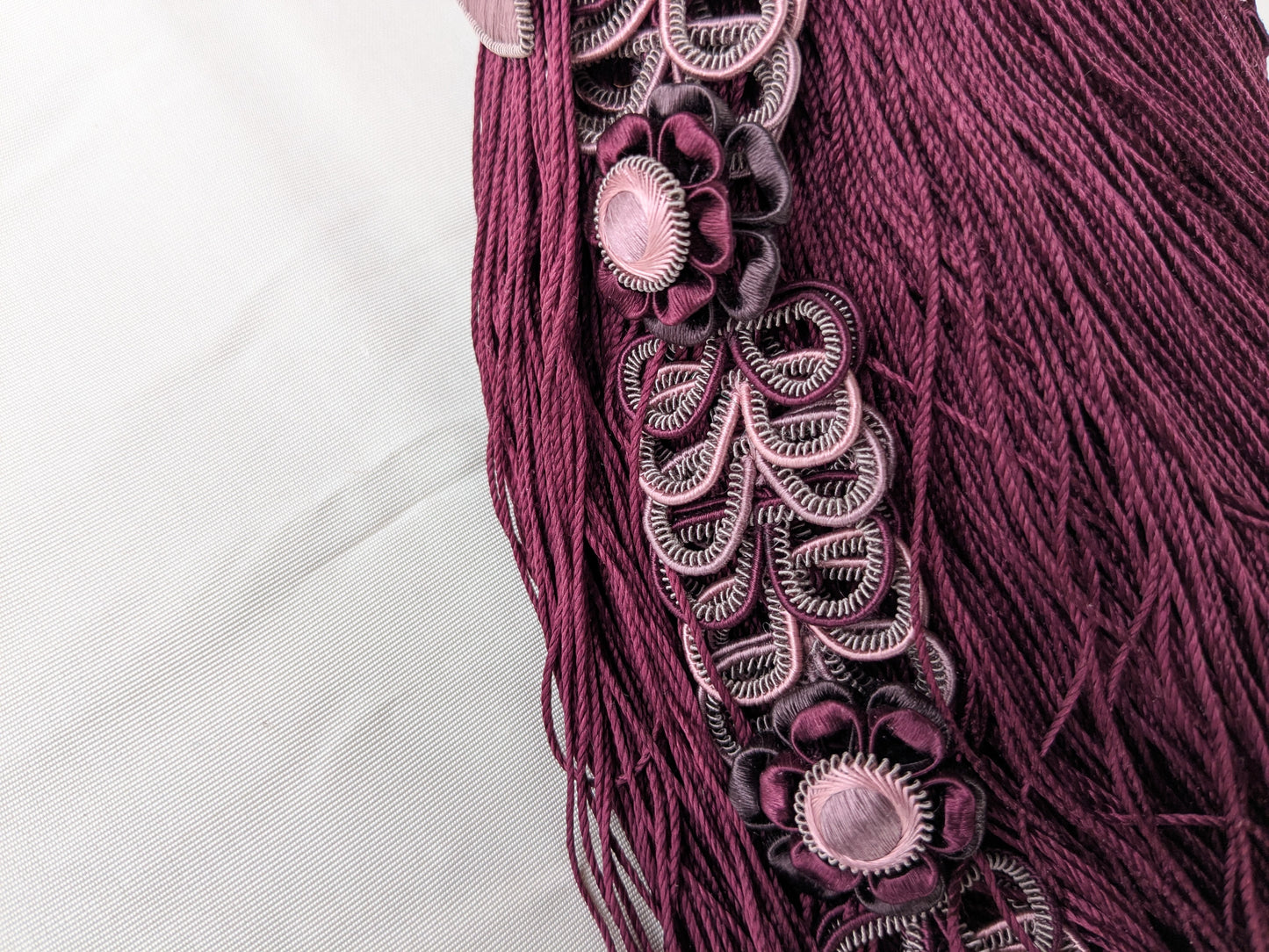 AMETHYSTE Colorway Samuel and Sons Palais Silk Tieback With Jasmines Silk Cotton Wood - MSRP USD 1300 Each - Special Order