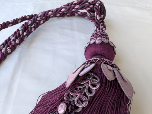 AMETHYSTE Colorway Samuel and Sons Palais Silk Tieback With Jasmines Silk Cotton Wood - MSRP USD 1300 Each - Special Order