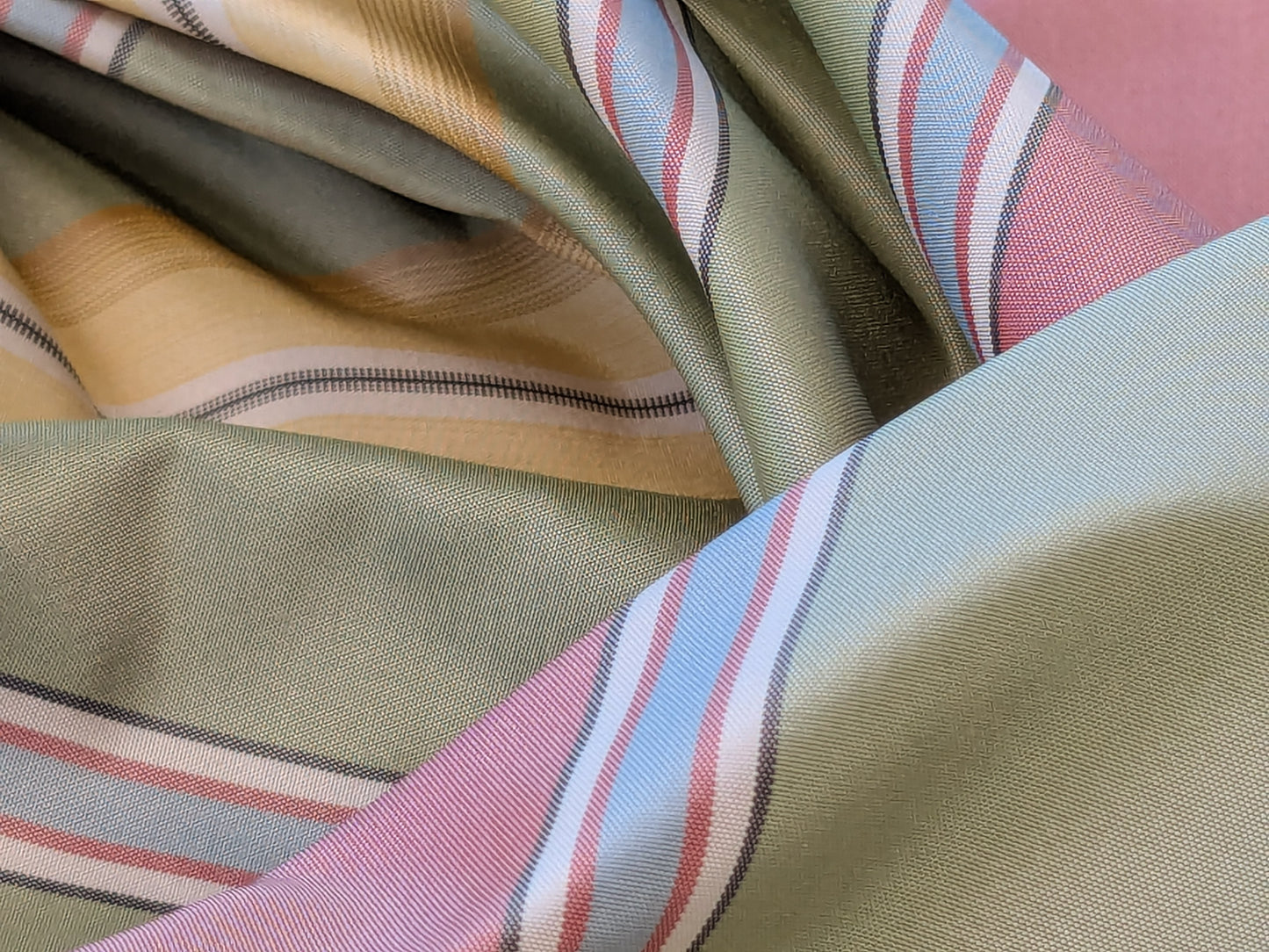Travers Summer Days Silk Stripe Rainbow Watermelon Red Pink Meadow Green Yellow Gold - By the yard
