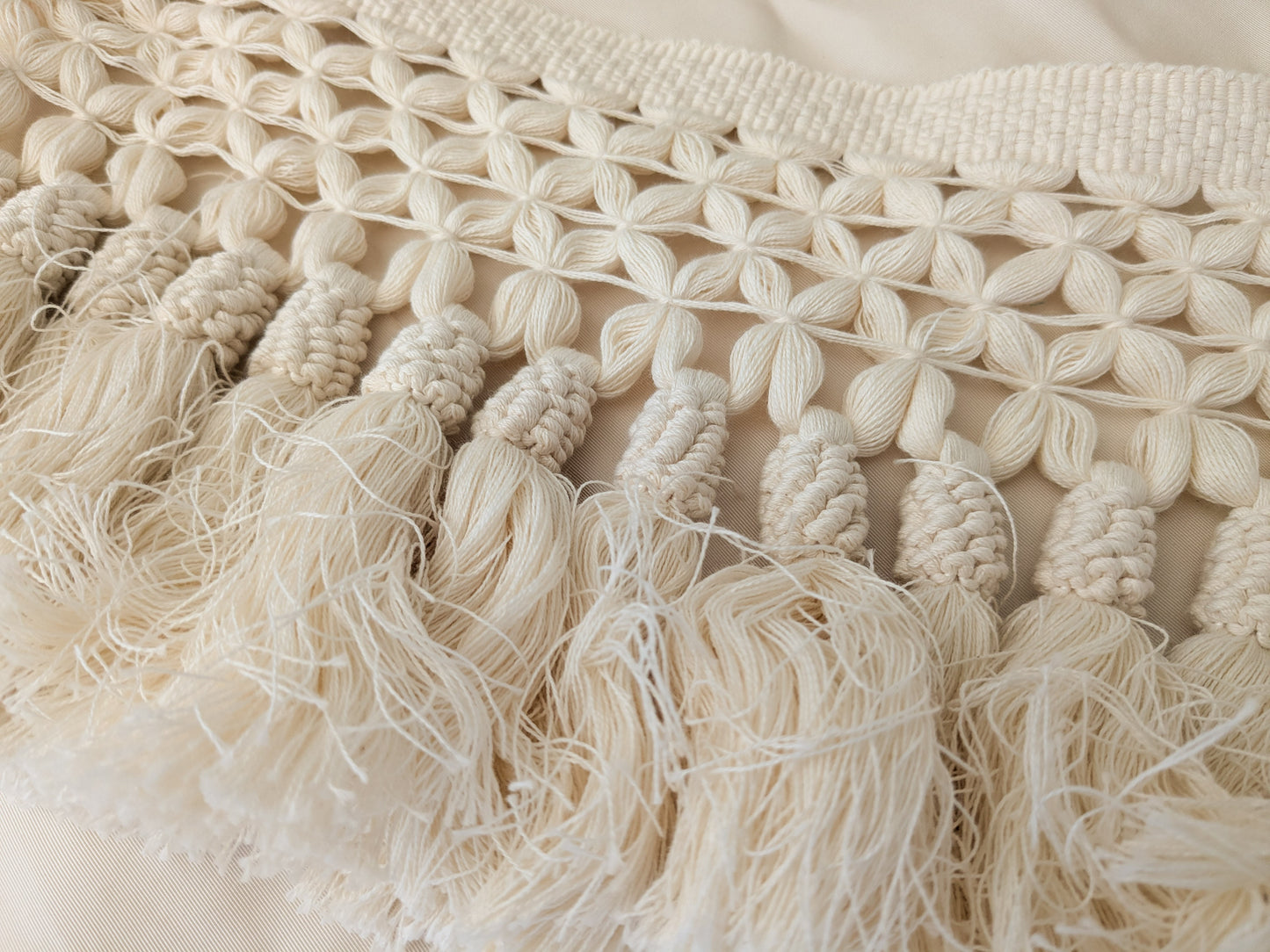 Samuel and Sons Bali Cotton Tassel Skirt Fringe Cream - Special Order