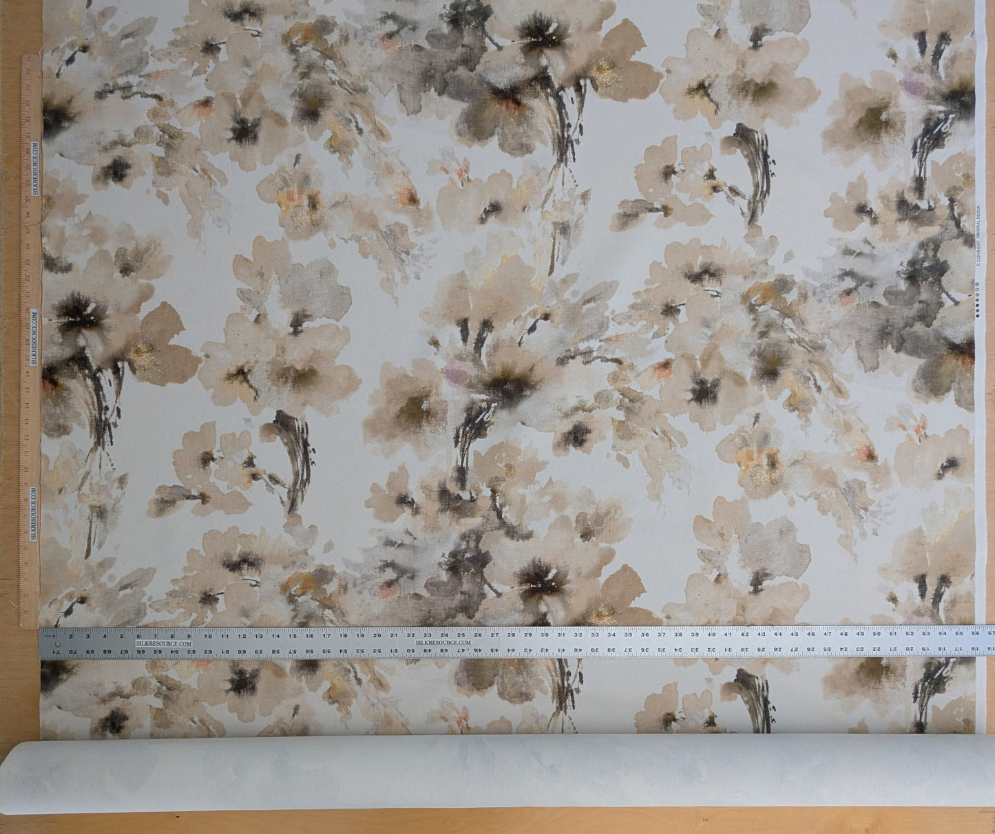 Scalamandre Lynton Almond Brown White 100% Cotton Floral - By the yard