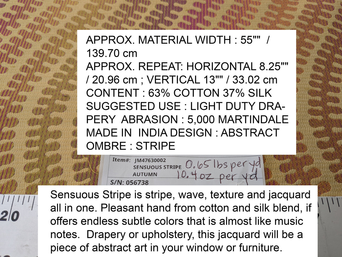 Scalamandre Sensuous Stripe Autumn Multi on Brown Cotton Silk Ombre - By the yard