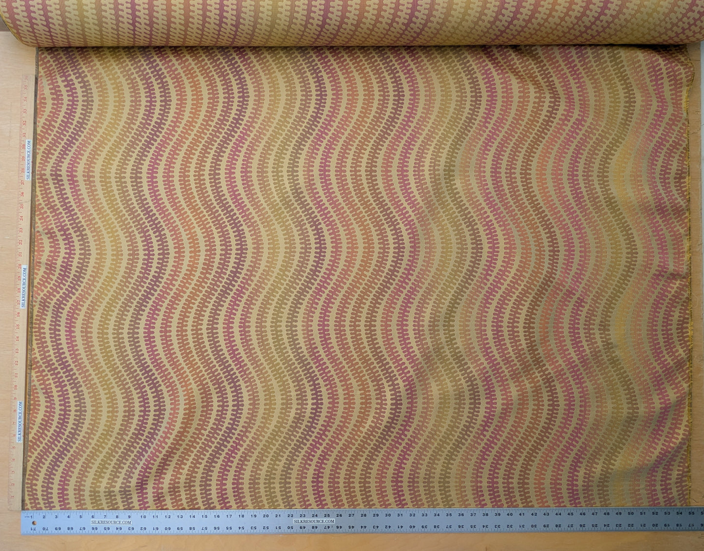 Scalamandre Sensuous Stripe Autumn Multi on Brown Cotton Silk Ombre - By the yard