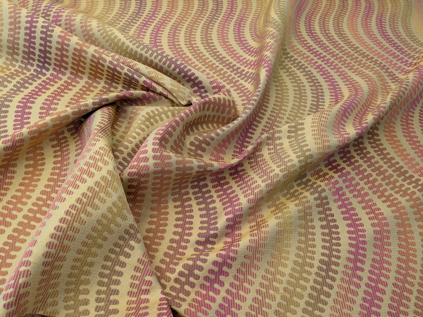 Scalamandre Sensuous Stripe Autumn Multi on Brown Cotton Silk Ombre - By the yard
