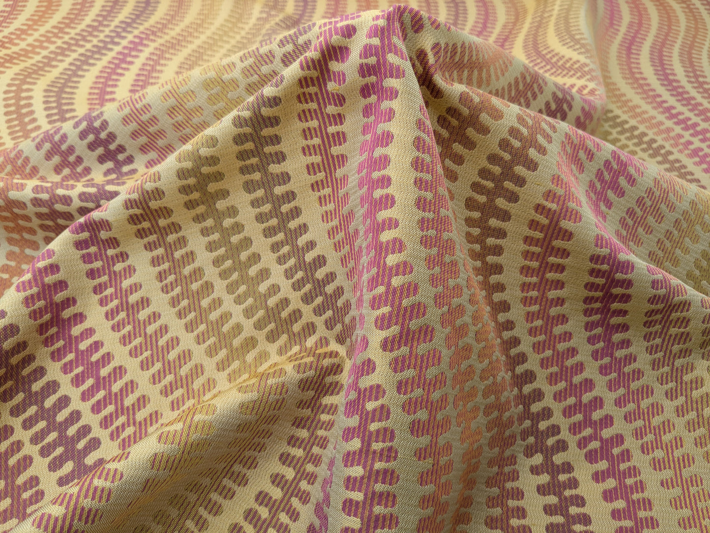 Scalamandre Sensuous Stripe Autumn Multi on Brown Cotton Silk Ombre - By the yard