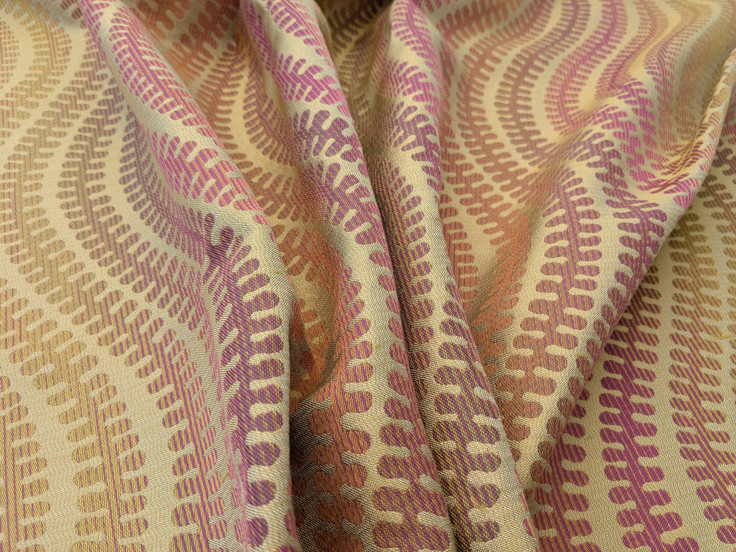Scalamandre Sensuous Stripe Autumn Multi on Brown Cotton Silk Ombre - By the yard