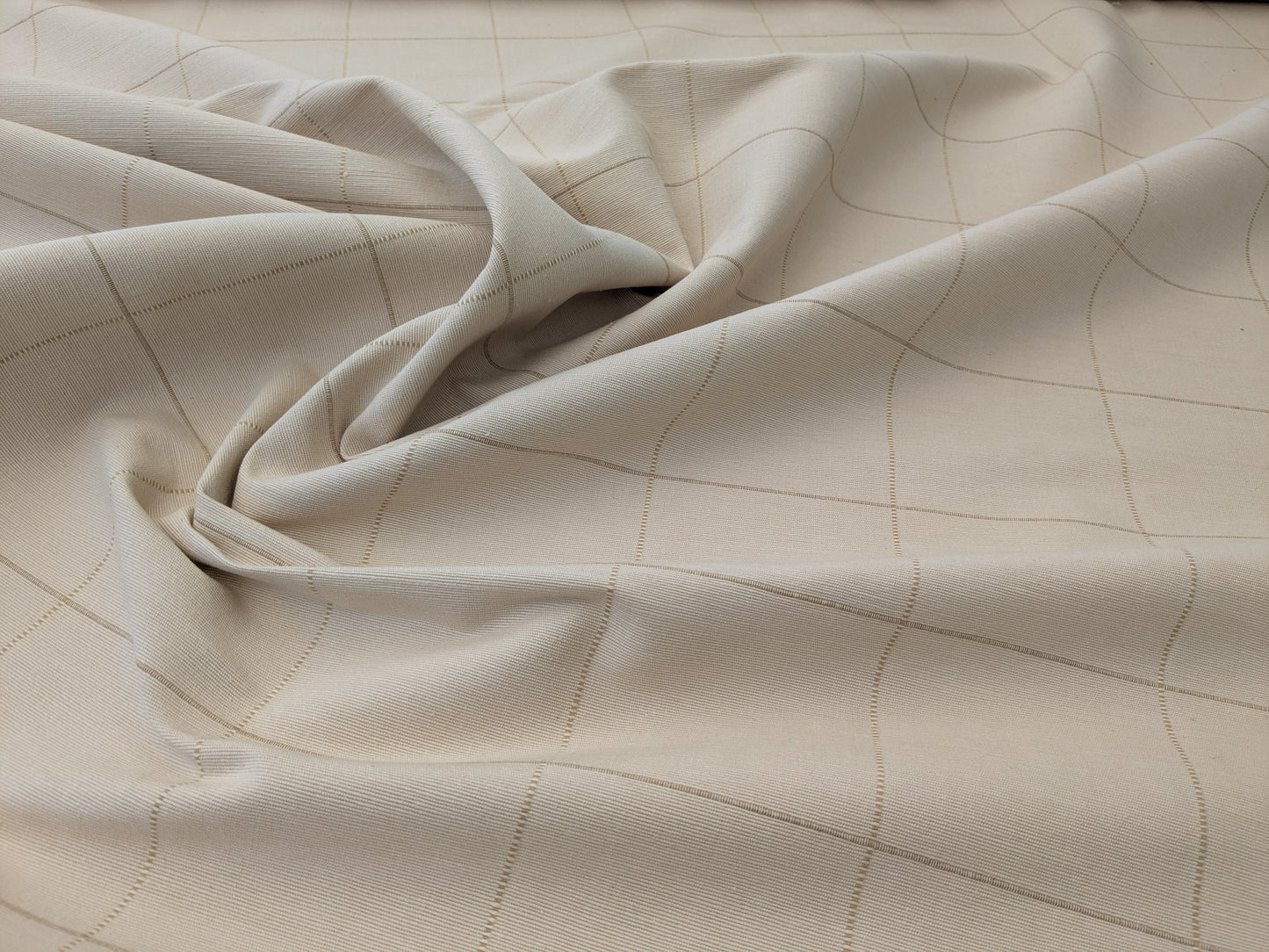 Scalamandre William Check Tan on Beige Cotton Reversible Plaid Check - by the yard