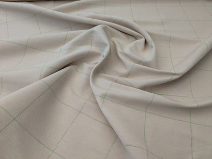 Scalamandre William Check Green on Beige Cotton Reversible Plaid Check - by the yard