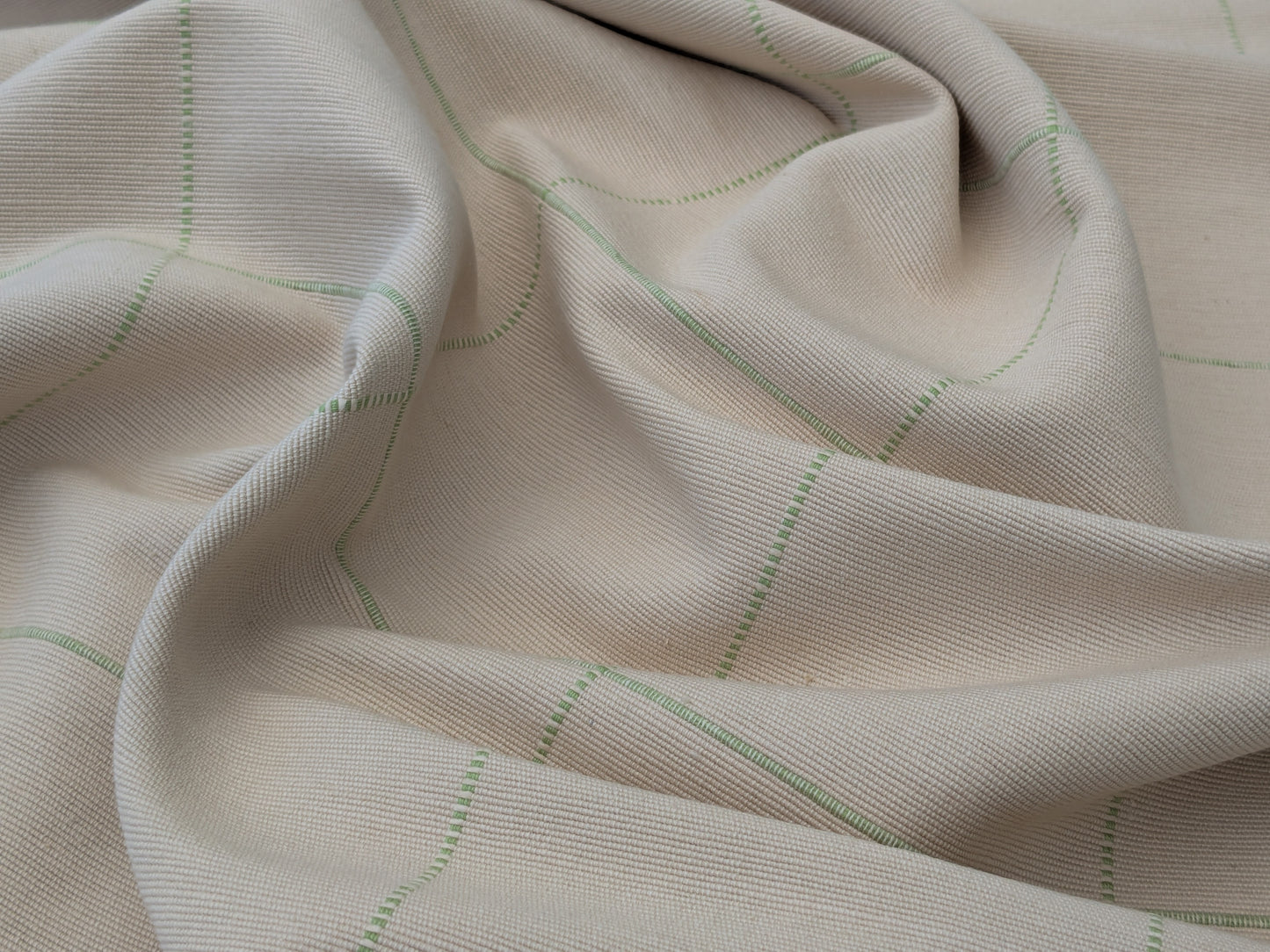 Scalamandre William Check Green on Beige Cotton Reversible Plaid Check - by the yard
