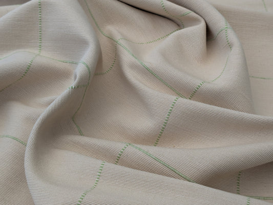 Scalamandre William Check Green on Beige Cotton Reversible Plaid Check - by the yard