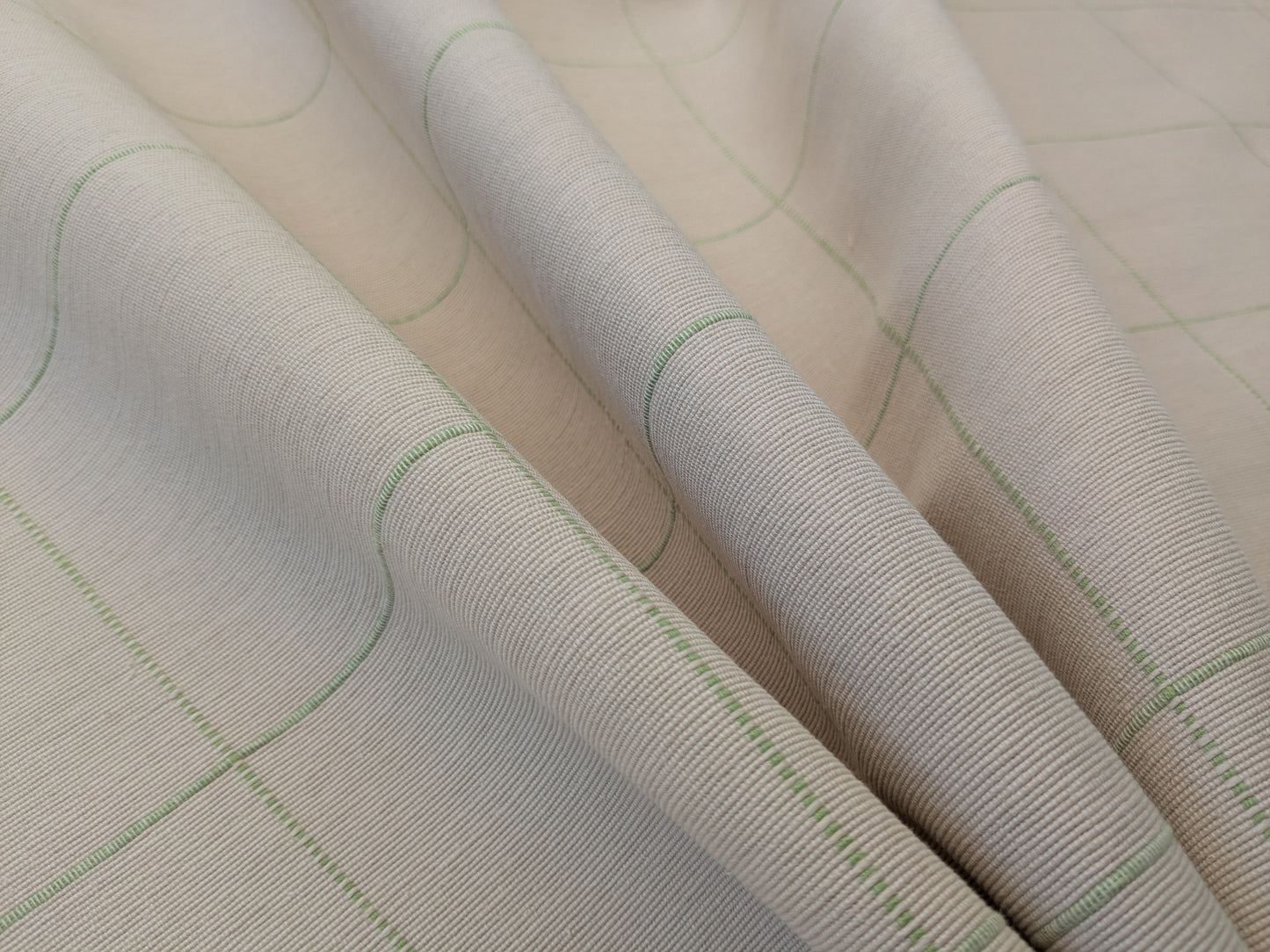 Scalamandre William Check Green on Beige Cotton Reversible Plaid Check - by the yard