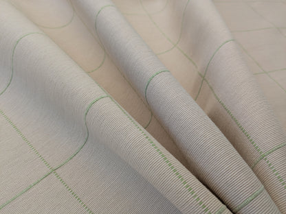 Scalamandre William Check Green on Beige Cotton Reversible Plaid Check - by the yard
