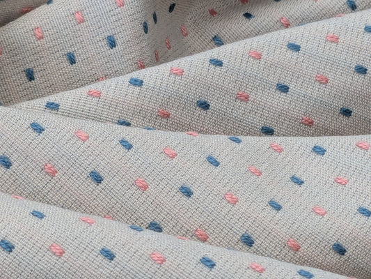Scalamandre Francesco Beige Dots Circle Small Scale Pink Blue - By the yard