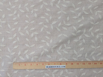 Scalamandre Leaf Dance Embroidered Linen Natural & Off-White Leaf Botanical - By the yard