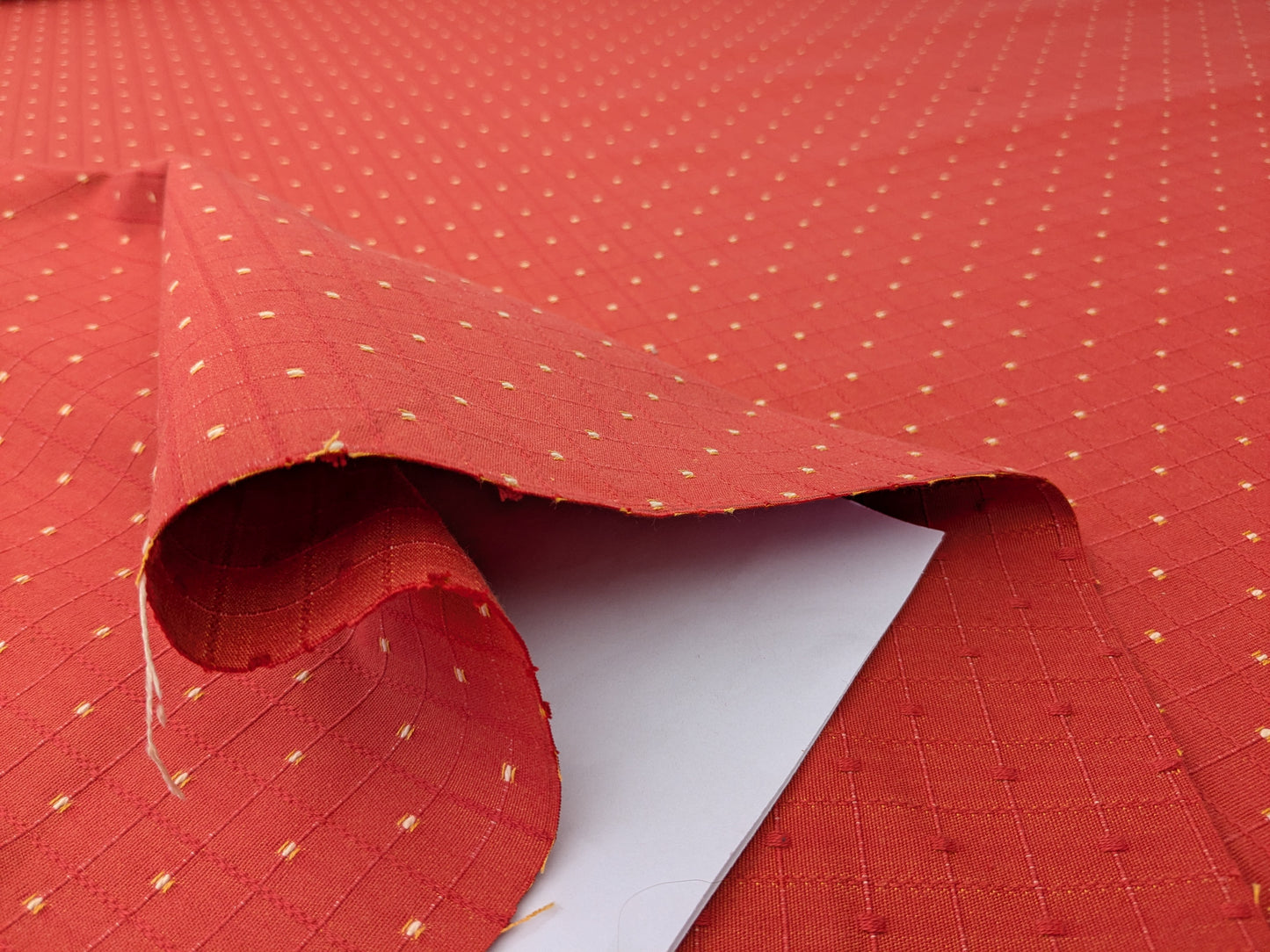 Scalamandre Casino Coral White Yellow on Red 100% Cotton Circle Small Scale - By the yard