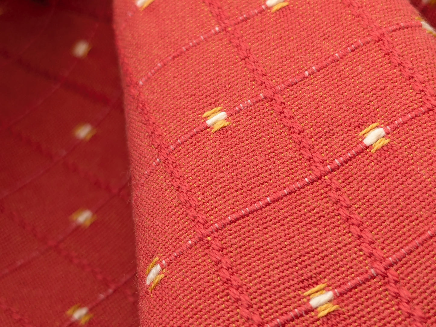 Scalamandre Casino Coral White Yellow on Red 100% Cotton Circle Small Scale - By the yard