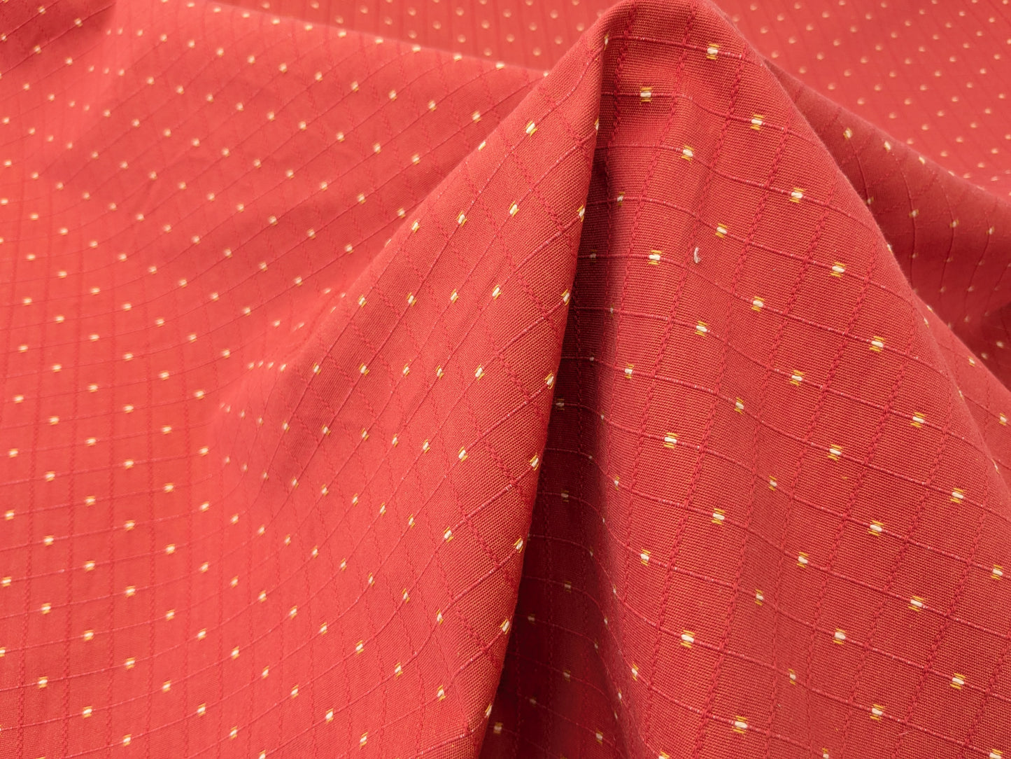Scalamandre Casino Coral White Yellow on Red 100% Cotton Circle Small Scale - By the yard