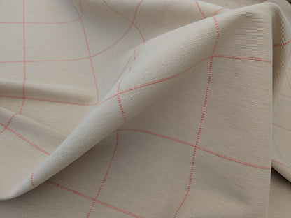 Scalamandre William Check Coral on Beige Red Cotton Reversible Plaid Check - by the yard