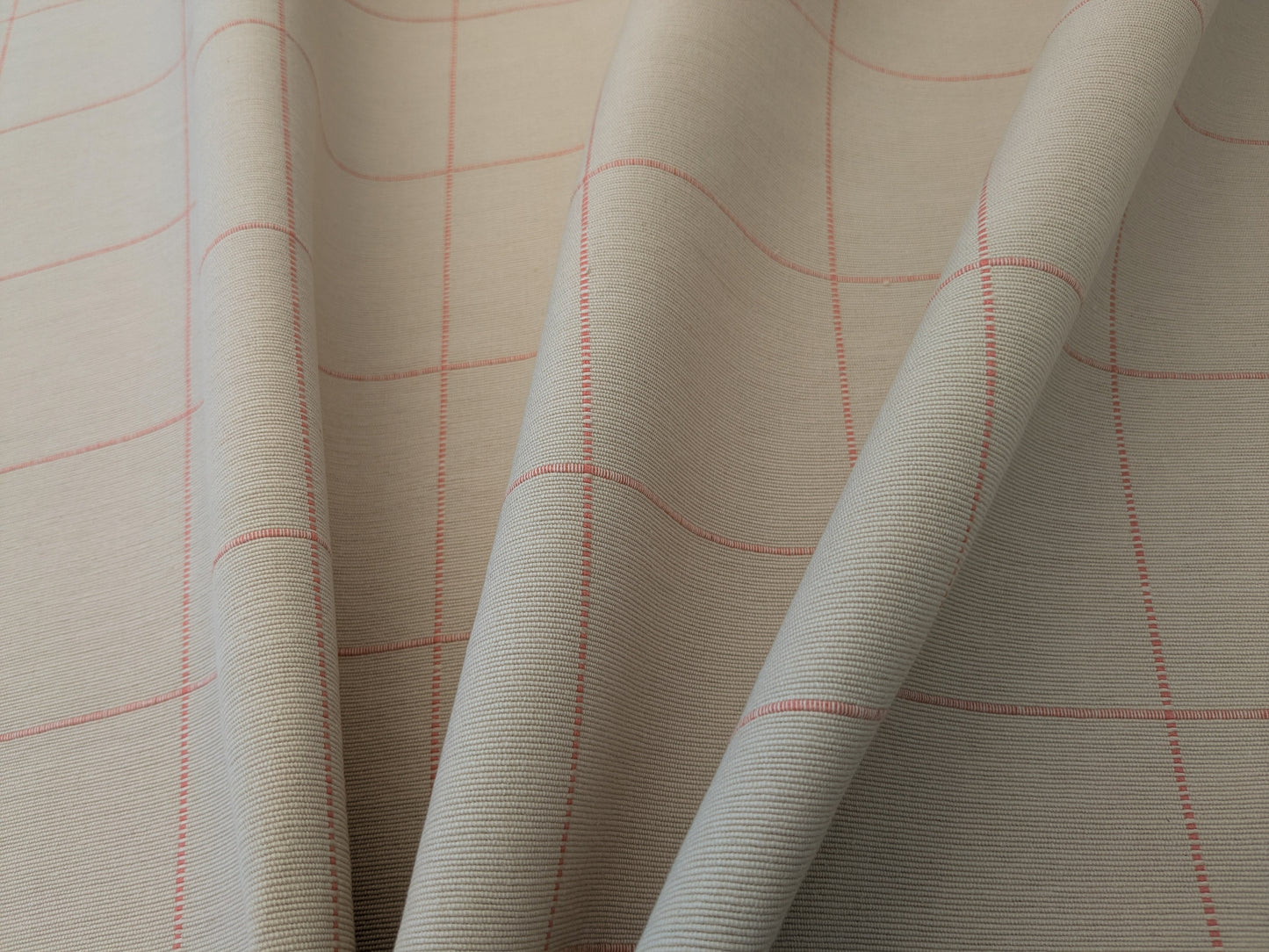 Scalamandre William Check Coral on Beige Red Cotton Reversible Plaid Check - by the yard