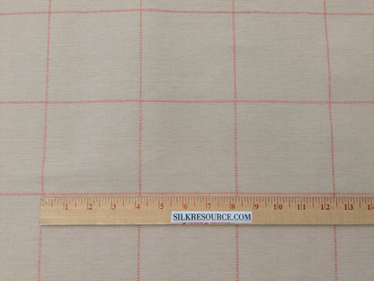 Scalamandre William Check Coral on Beige Red Cotton Reversible Plaid Check - by the yard