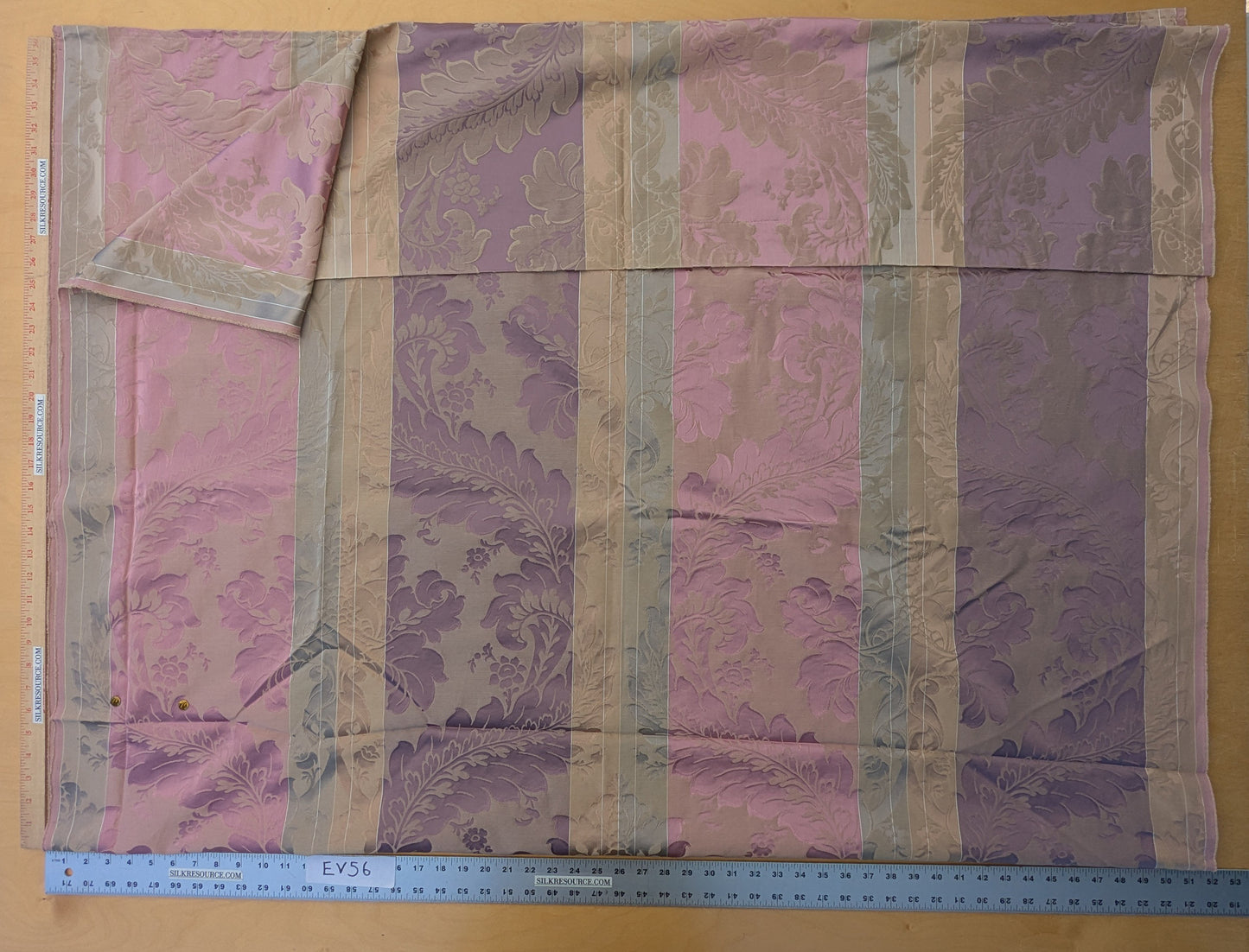 56 EV56 - 2.2 yards - Scalamandre Lelievre Paris Lancelot Azalee Purple Pink Blue Beige Cotton Viscose Damask Floral Renaissance