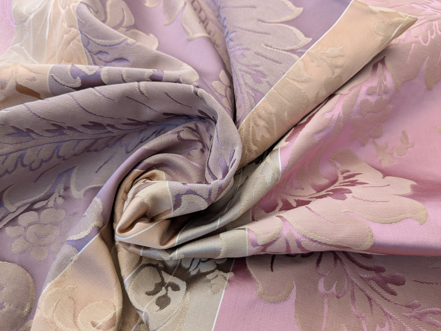 56 EV56 - 2.2 yards - Scalamandre Lelievre Paris Lancelot Azalee Purple Pink Blue Beige Cotton Viscose Damask Floral Renaissance