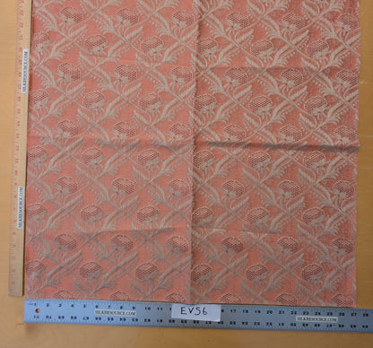 58 EV56 Square 26"x27"  Scalamandre Boutonniere Leaf Pink Renaissance Small Scale Berry Pomegranate Jacquard Cotton Linen MSRP USD 402/y