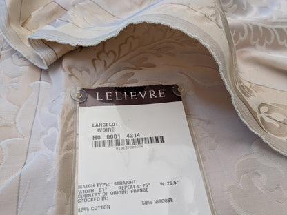 61 EV56 - 1.4 yards - Scalamandre Lelievre Paris Lancelot Ivoire Ivory Beige Cotton Viscose Damask Floral Renaissance