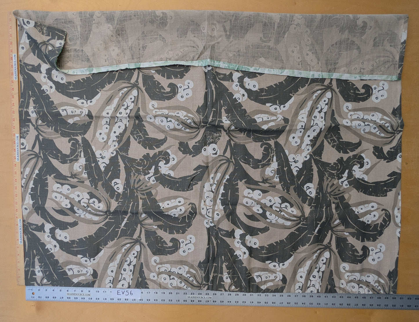 62 EV56 Scalamandre Grey Watkins 1.2 yards Tropique Stone Gray Brown White Tropical Botanical 100% Linen MSRP USD 558/y