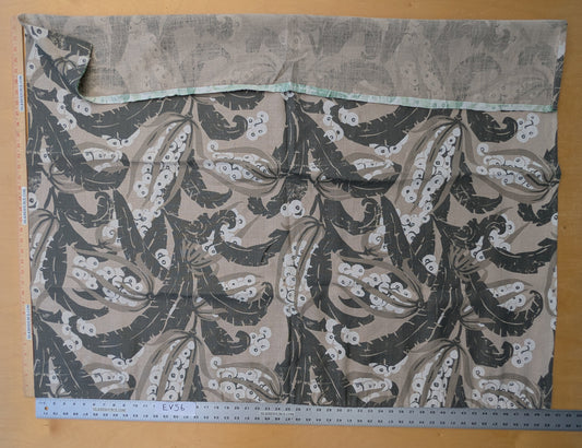 62 EV56 Scalamandre Grey Watkins 1.2 yards Tropique Stone Gray Brown White Tropical Botanical 100% Linen MSRP USD 558/y