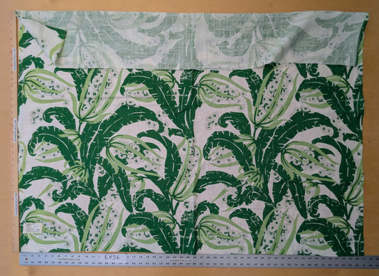 1.2 yards Scalamandre Grey Watkins  Tropique Palm Green White Tropical Botanical 100% Linen MSRP USD 558/y - 65 EV56