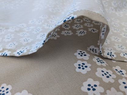 66 EV56 Scalamandre MARIMEKKO Puketti Print Blue and White on Tan Cotton Dot Circle - 1.2 yards
