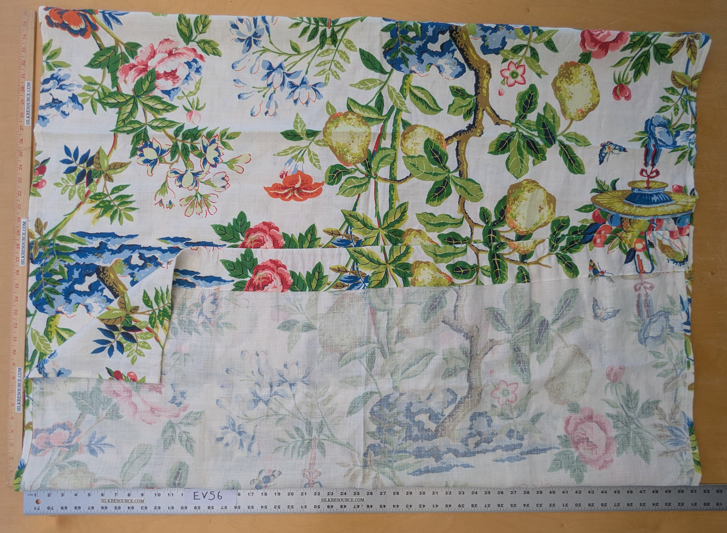 68 EV56 1.4 yards Scalamandre Shantung Garden in Bloom Print Chinoiserie Flower Fruit Basket Floral Botanical Historical MSRP USD378/y