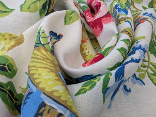 2.56 yards Scalamandre Shantung Garden in Bloom Print Chinoiserie Flower Fruit Basket Floral Botanical Historical MSRP USD378/y -66 EV56