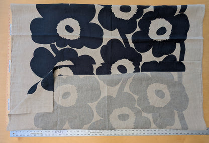 2.4 yards Scalamandre MARIMEKKO Unikko Linen Print Navy Linen Floral Botanical Print Navy Blue - 68 EV56