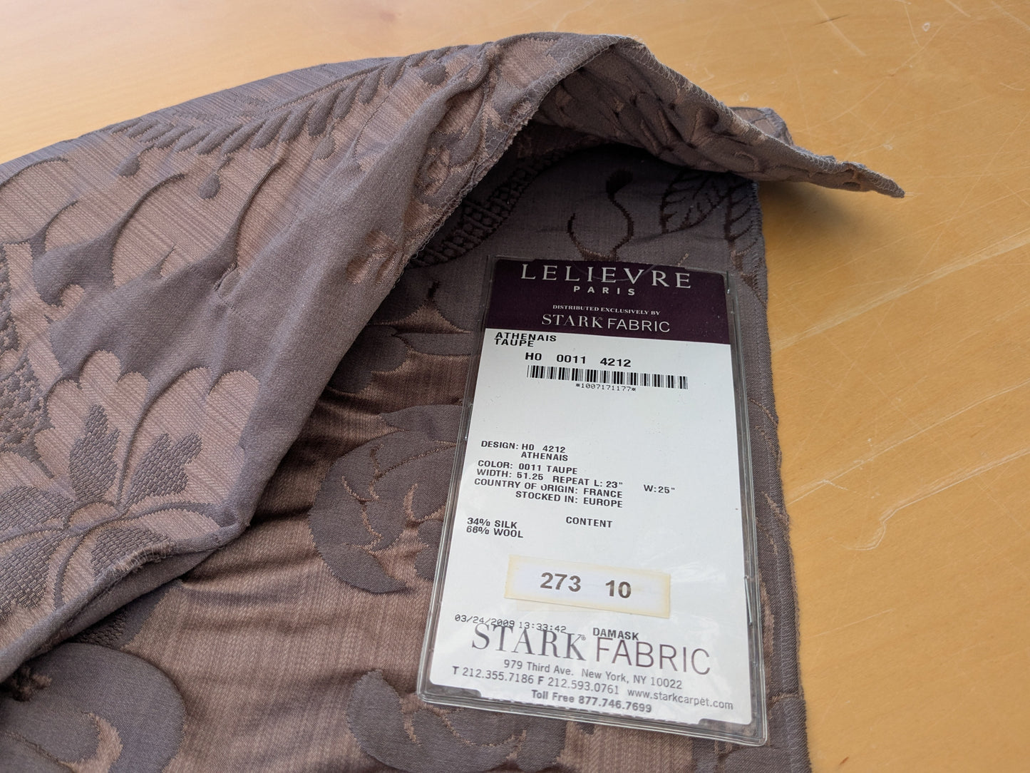 21"x24" Scalamandre Lelievre Paris Athenais Taupe Brown Silk Wool Damask MSRP USD1082 - 69 EV56