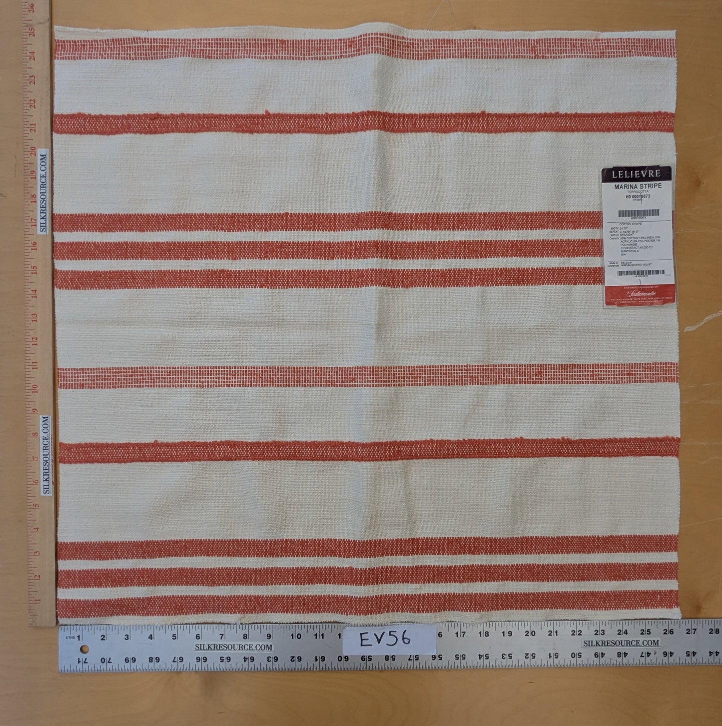 25" x 26" Scalamandre Lelievre Square Marina Stripe White Dark Blue Jacquard Woven MSRP USD 428/yard - 70 EV56