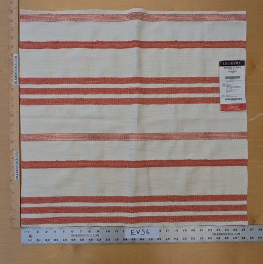 25" x 26" Scalamandre Lelievre Square Marina Stripe Red White  Jacquard Woven MSRP USD 428/yard - 70 EV56