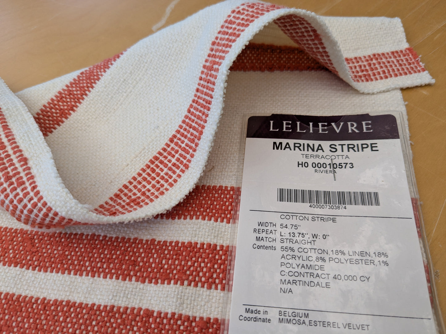 25" x 26" Scalamandre Lelievre Square Marina Stripe White Dark Blue Jacquard Woven MSRP USD 428/yard - 70 EV56