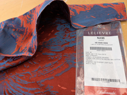 26"x27" Scalamandre Lelievre Nami Laque Large Jacquard Abstract Linen Silk Red Orange Blue -73 EV56