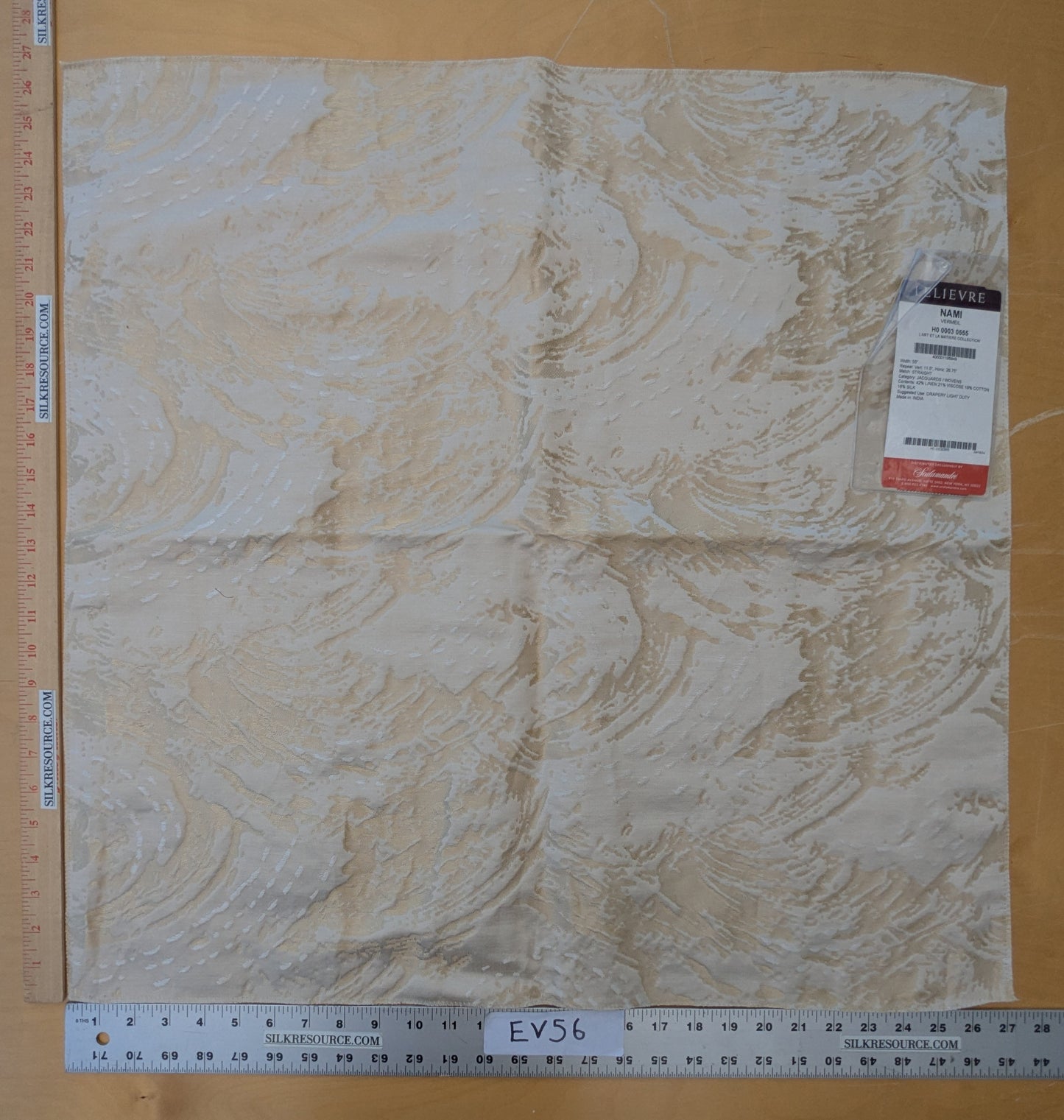 26"x26" Scalamandre Lelievre Nami Vermeil Cream White Large Jacquard Abstract Linen Silk Red Orange Blue -76 EV56