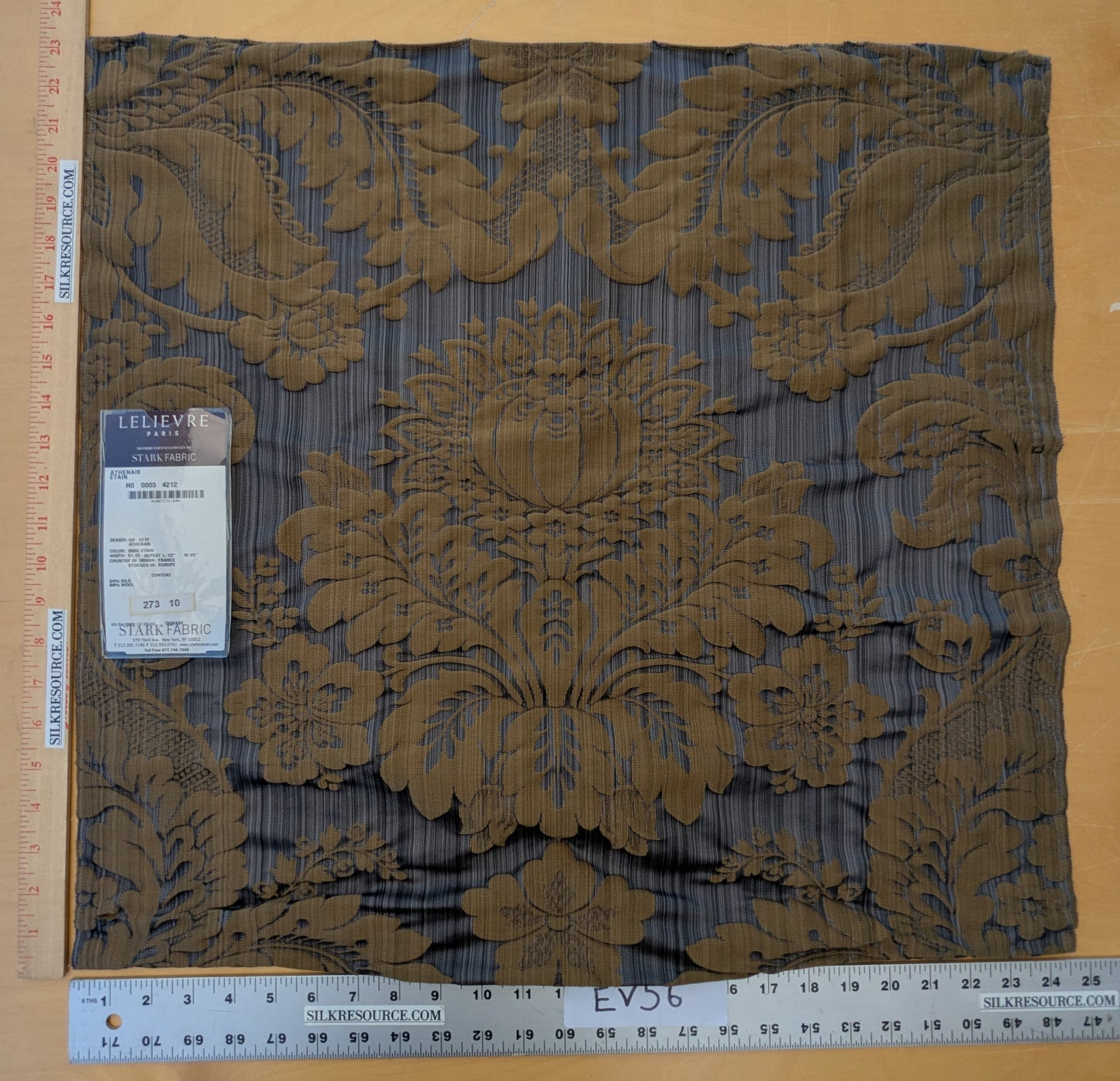 23"x24" Scalamandre Lelievre Paris Athenais Etain Purple Brown Silk Wool Damask MSRP USD1082 - 77 EV56
